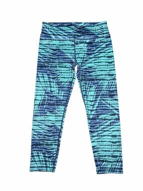Athleta Girl Blue Teal Abstract Print Full-Length Leggings - Girl’s Size 16